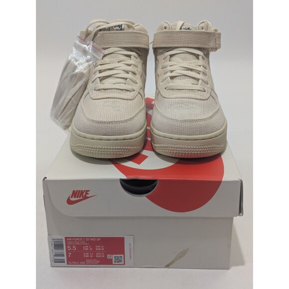 Nike Air Force 1 Mid SP Stussy Fossil Hemp DJ7841-200 Men’s 5.5 / Women’s 7 - Picture 4 of 10
